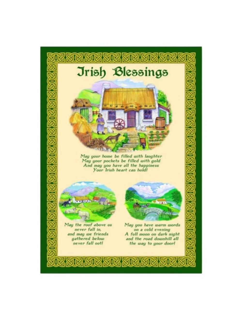 Gift Set of 2 Tea Towels Irish Cottage Blessings and Irish Wildflowers NWT